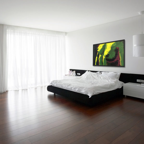 Double bed in the modern bedroom
